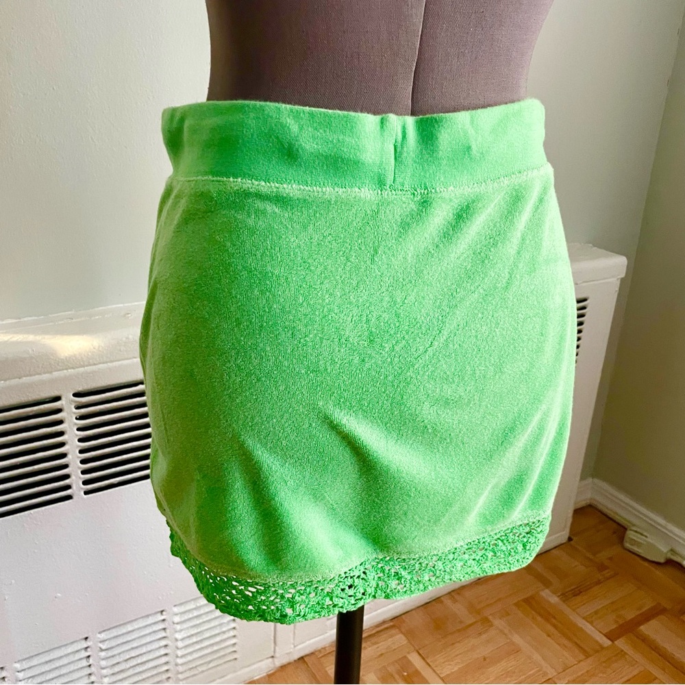 Gap green terry cloth mini skirt with drawstring - Picture 3 of 5